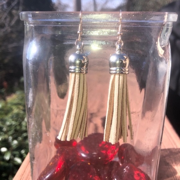 Faux Leather Fringe Earrings - Picture 2 of 2